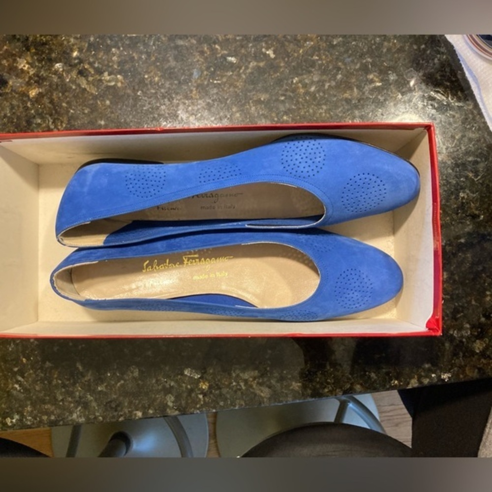 Salvatore Ferragamo Blue Ballerina Flats  9.5 Vintage EUC